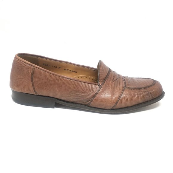 Magnanni Loafers Shoes Size 11.5 Brown Full Lizard main image 9